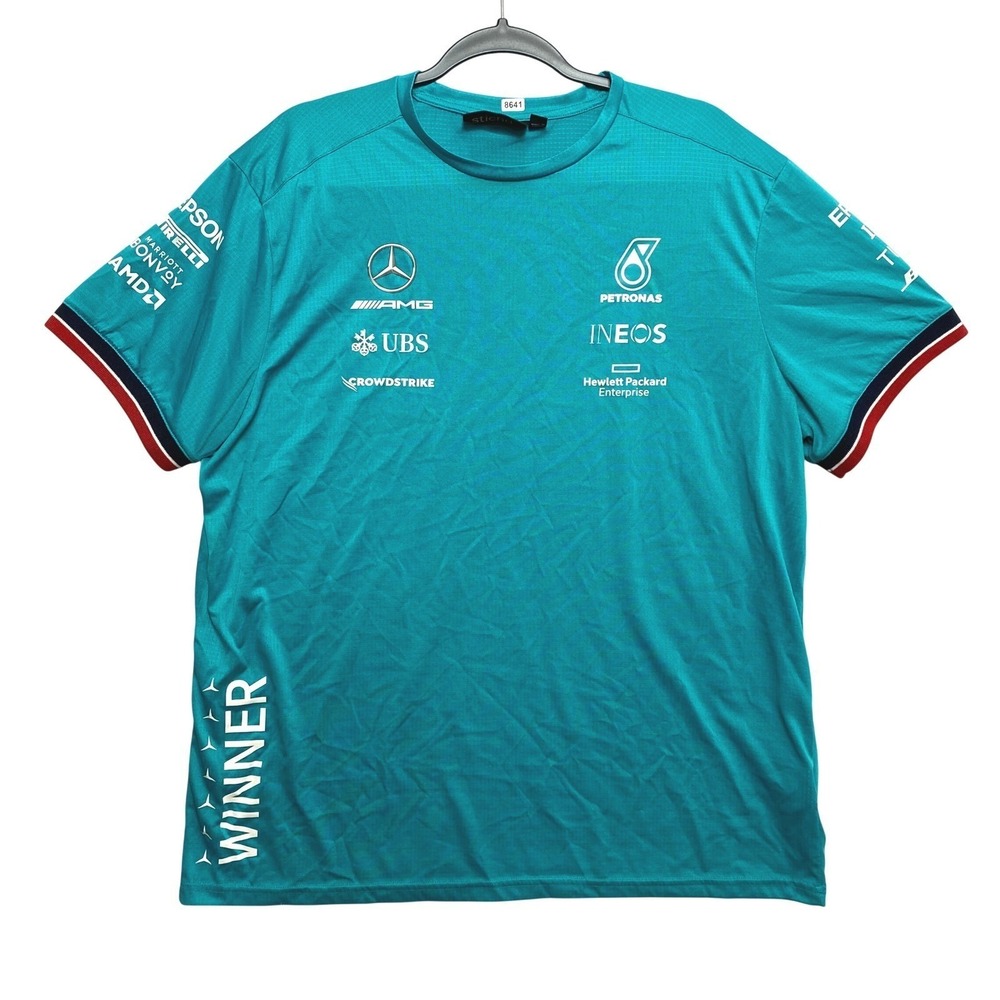 Mercedes AMG Petronas F1 Team T-Shirt Mens XL Teal Formula One Racing Stichd